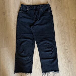 Agolde Black Straight-Leg Jeans with Raw Hem